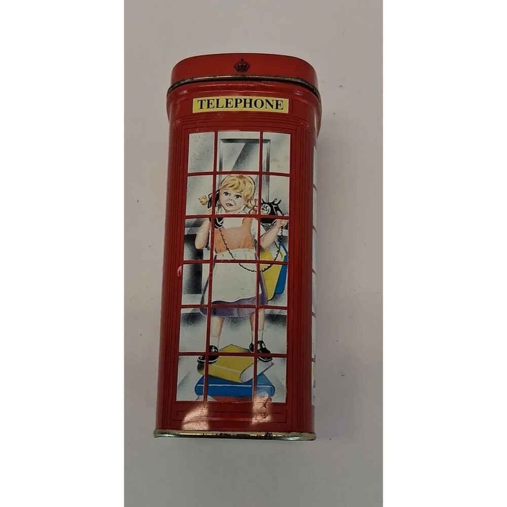 VTG Bendicks Telephone Box Empty Tin Mini Fruit Jellies England Red 1999 GUC